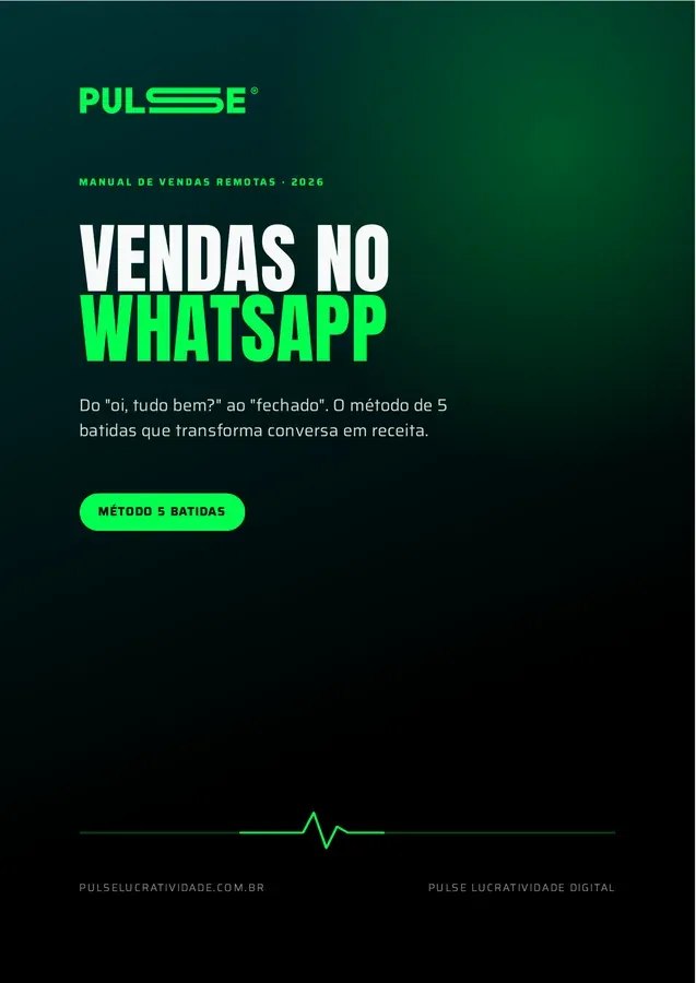 Capa do e-book Vendas no WhatsApp — Método 5 Batidas, da Pulse Lucratividade